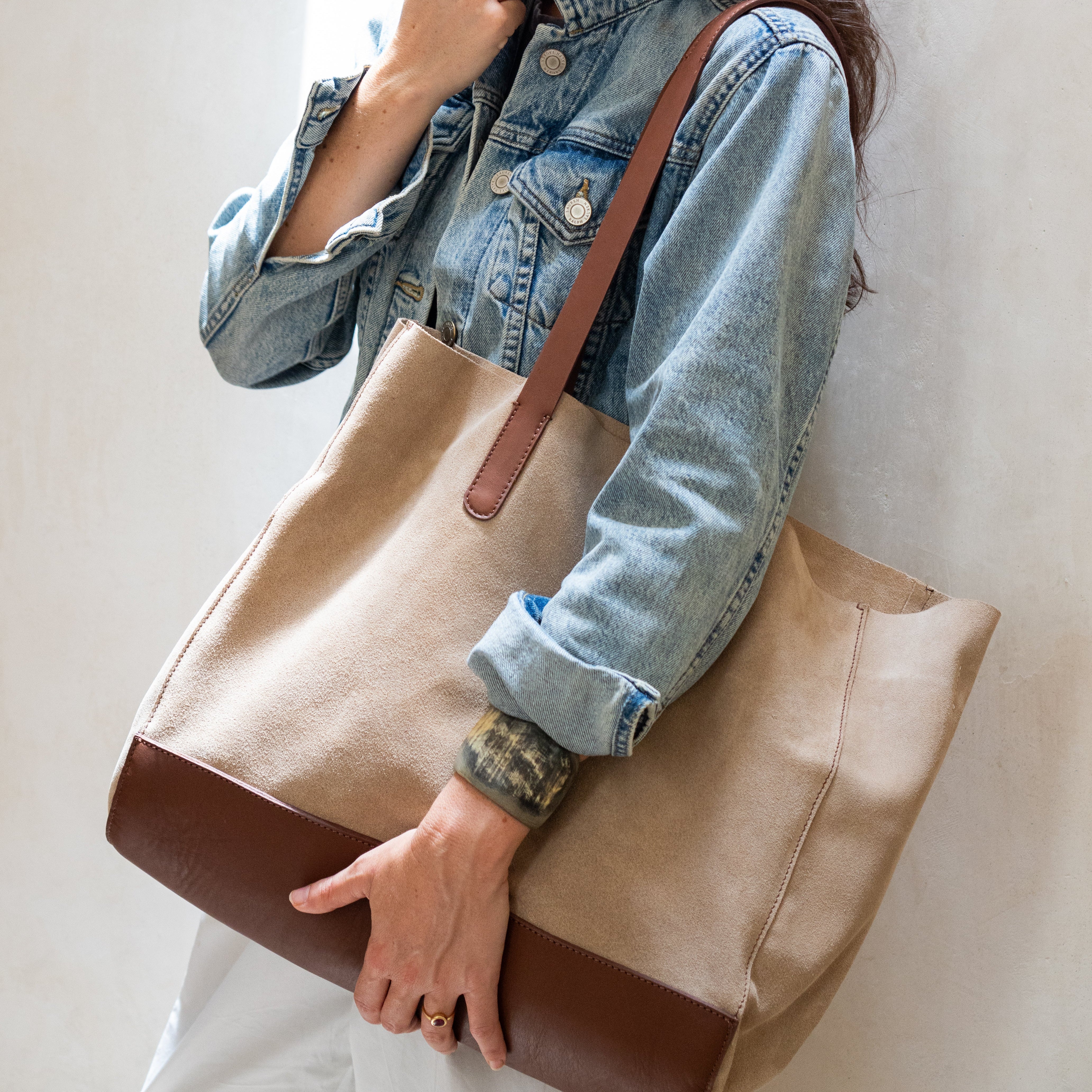 The Tote Bag (Leather) - Sand