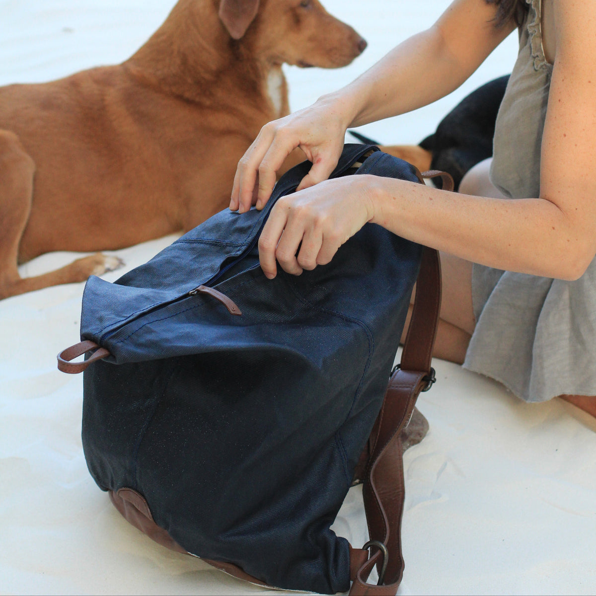 The Backpack (Waxed Cotton) - Marino