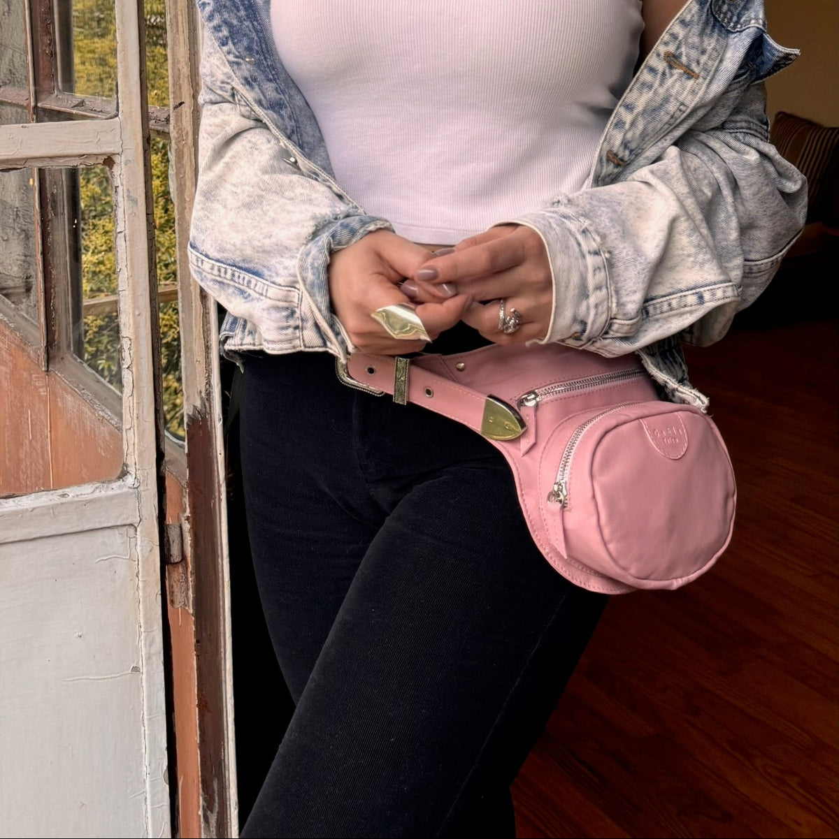 The Sac Ceinture (Leather) - Pink Flamingo