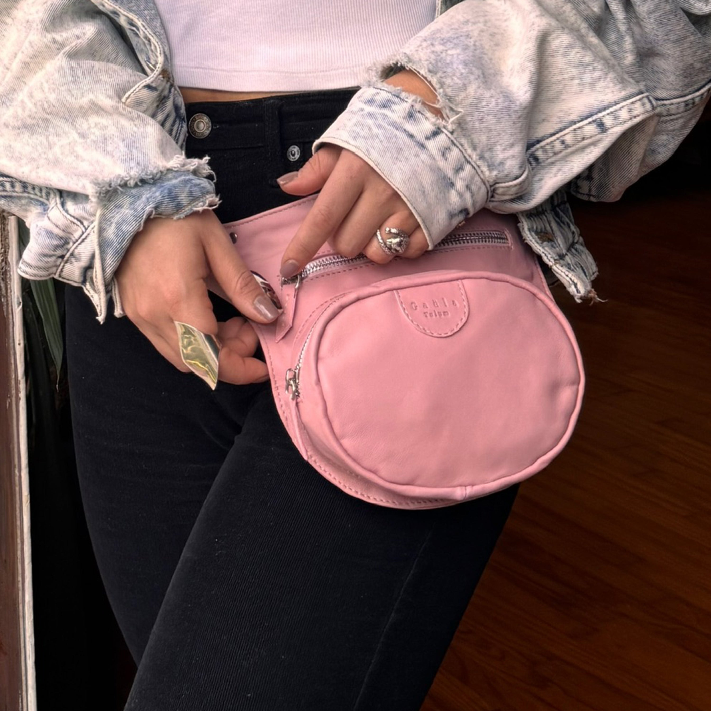 The Sac Ceinture (Leather) - Pink Flamingo