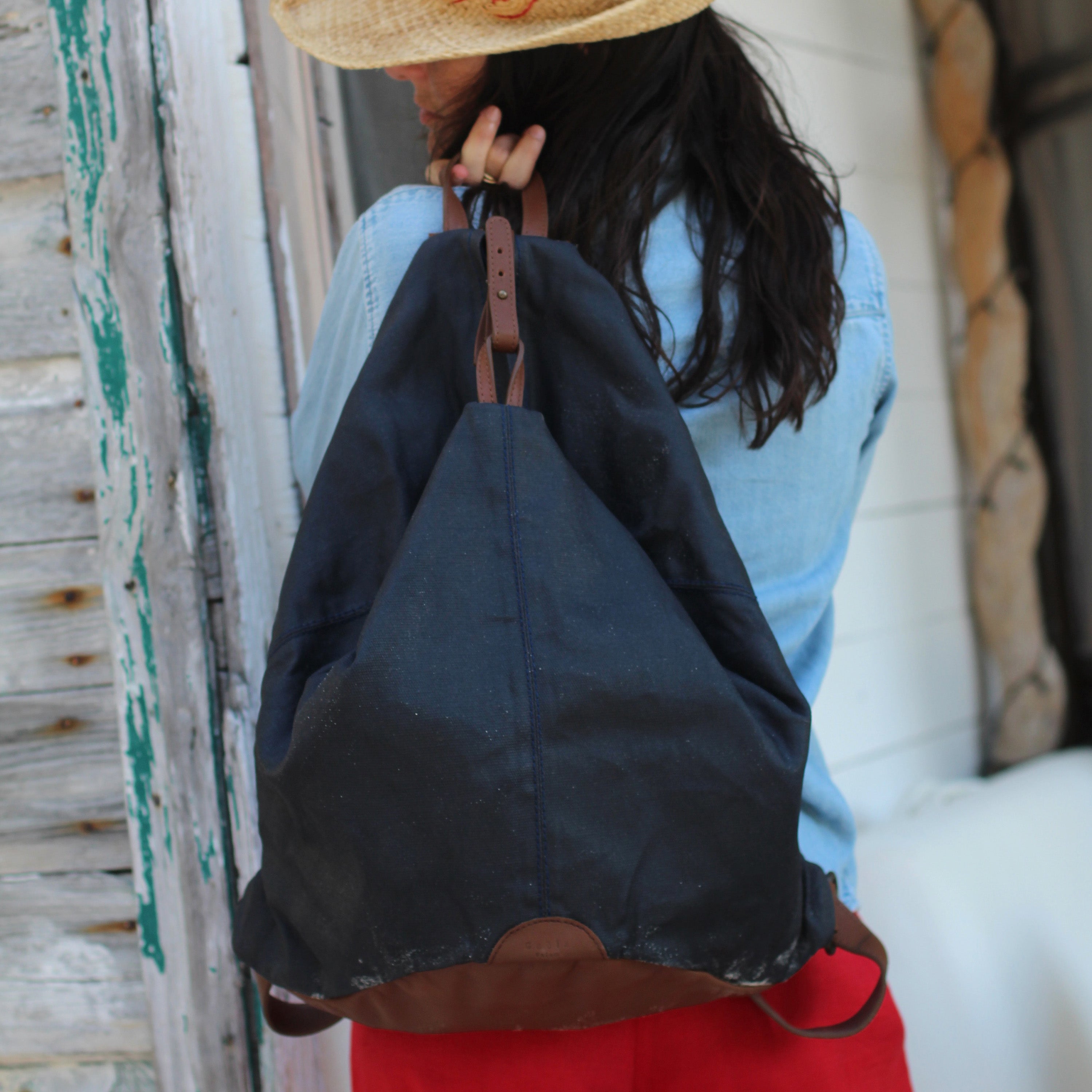 The Backpack (Waxed Cotton) - Marino