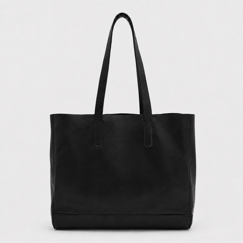 The Tote Bag (Leather) - Black