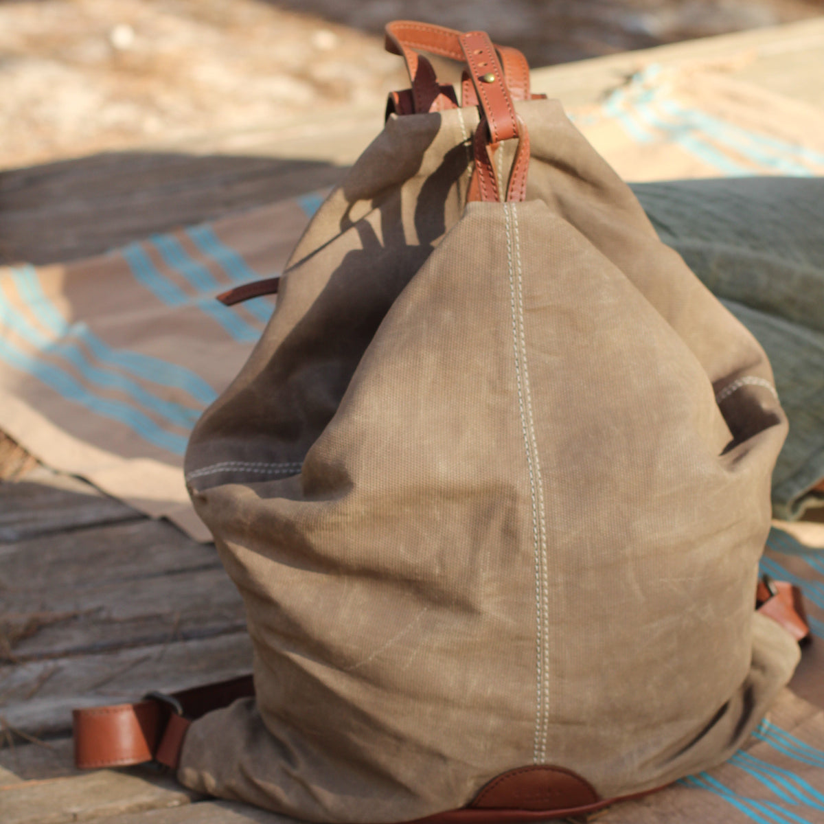 The Backpack (Waxed Cotton) - Sand