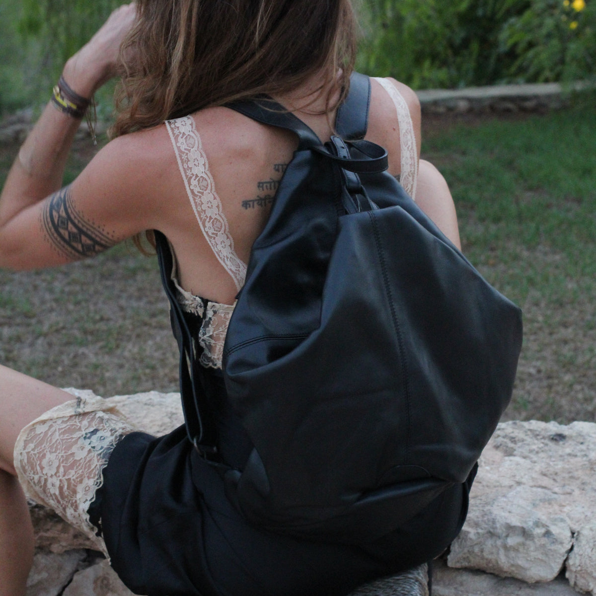 The Backpack (Leather) - Black