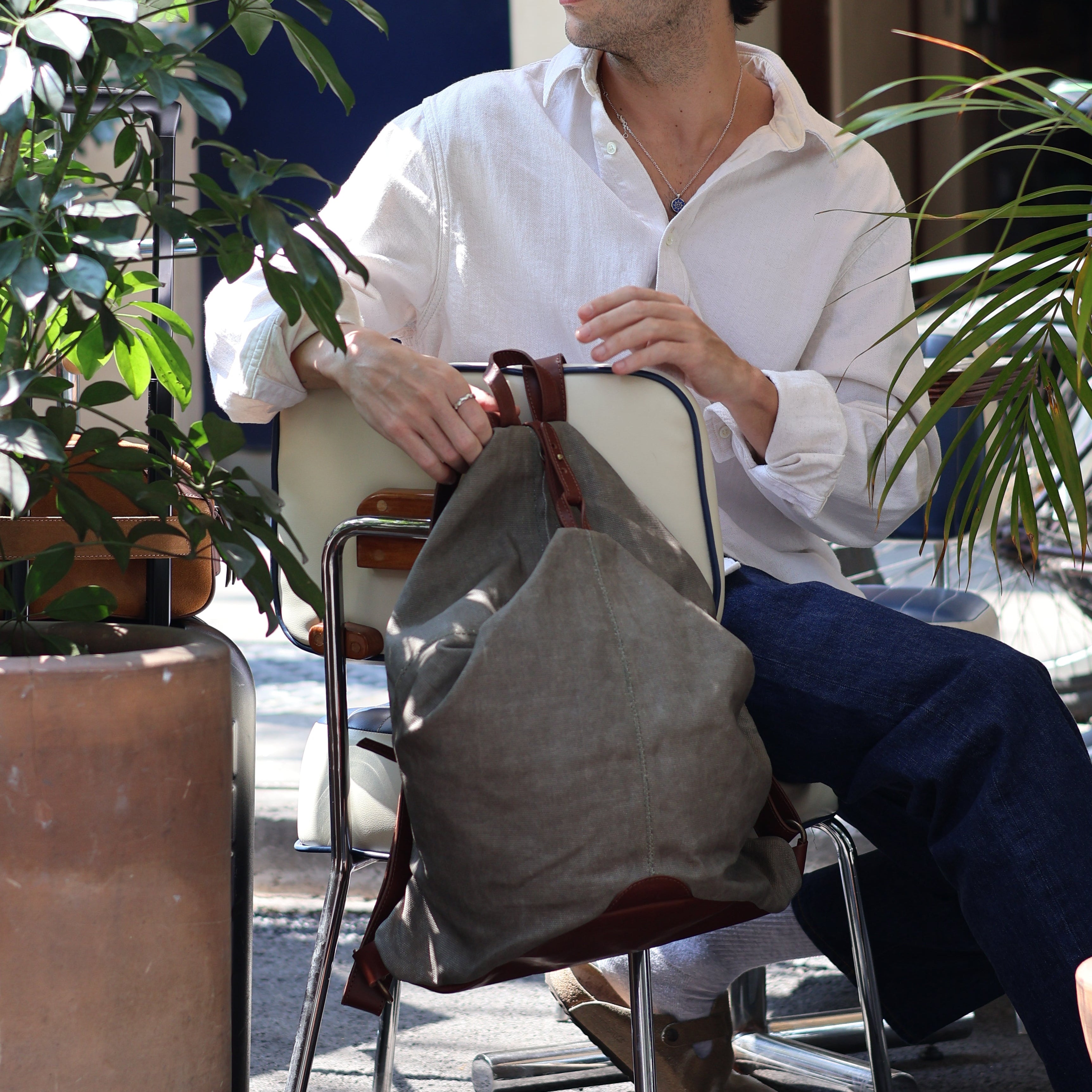 The Backpack (Waxed Cotton) - Sage