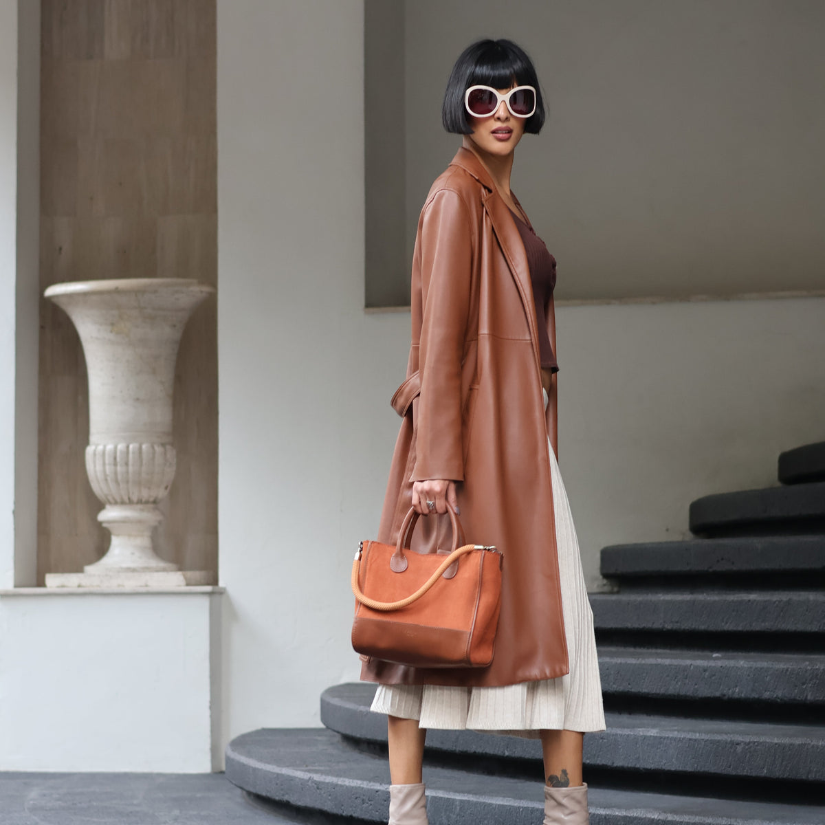 The Handbag (Suede) - Brick