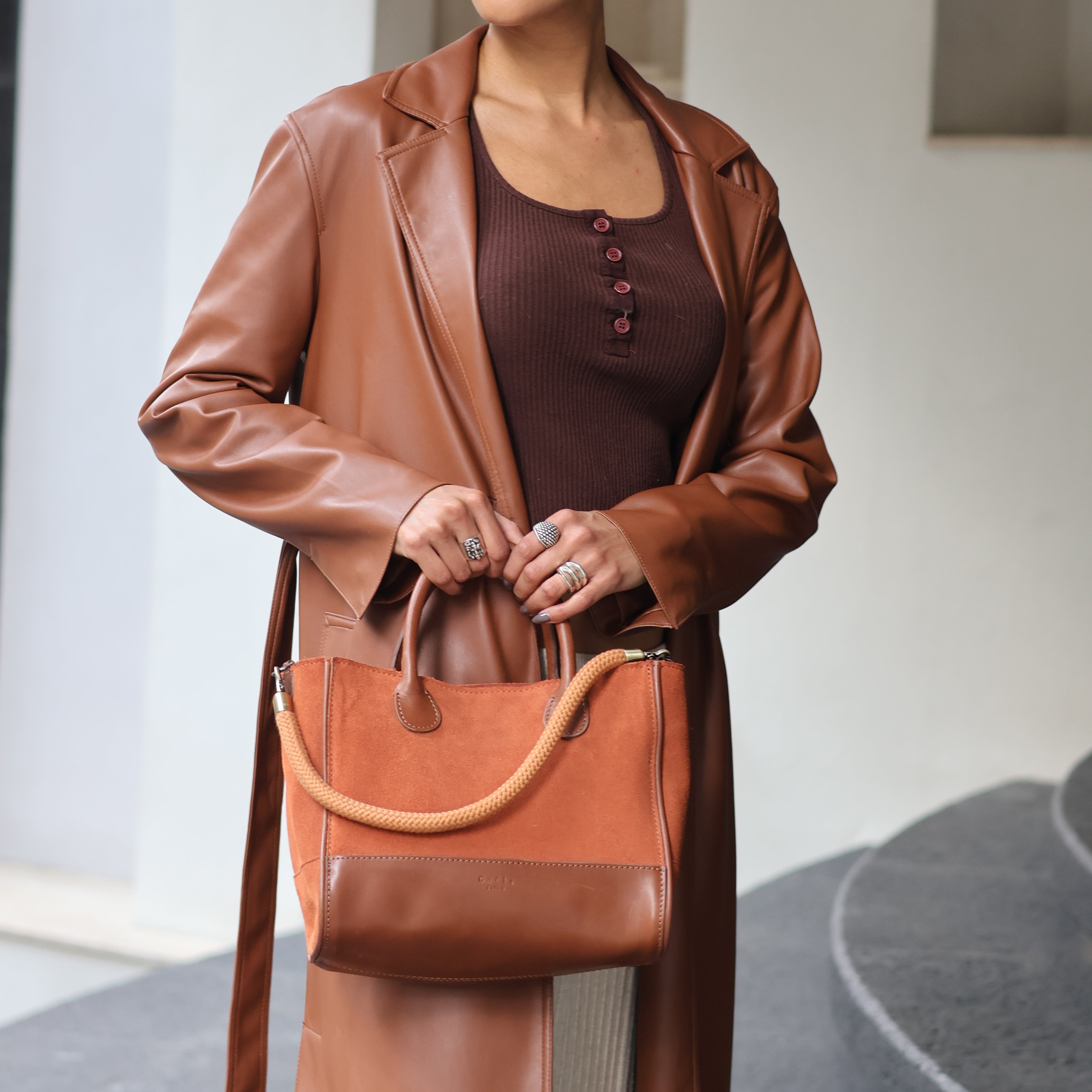 The Handbag (Suede) - Brick