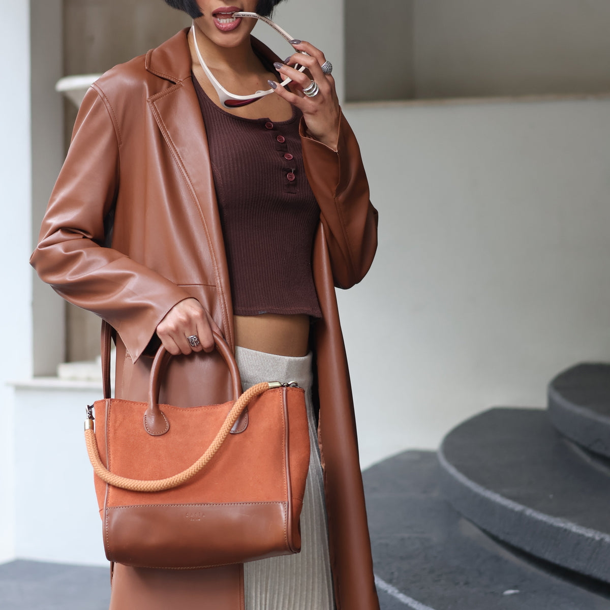 The Handbag (Suede) - Brick