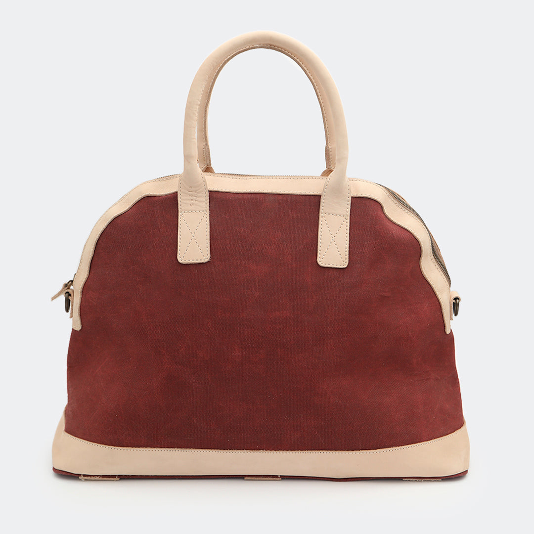 Cowhide Waxed Cotton  Weekend Bag Vino