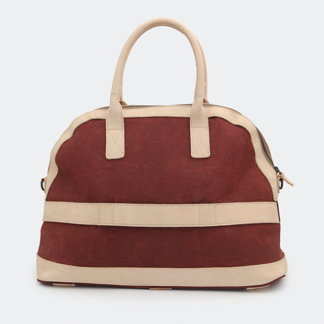 Cowhide Waxed Cotton  Weekend Bag Vino