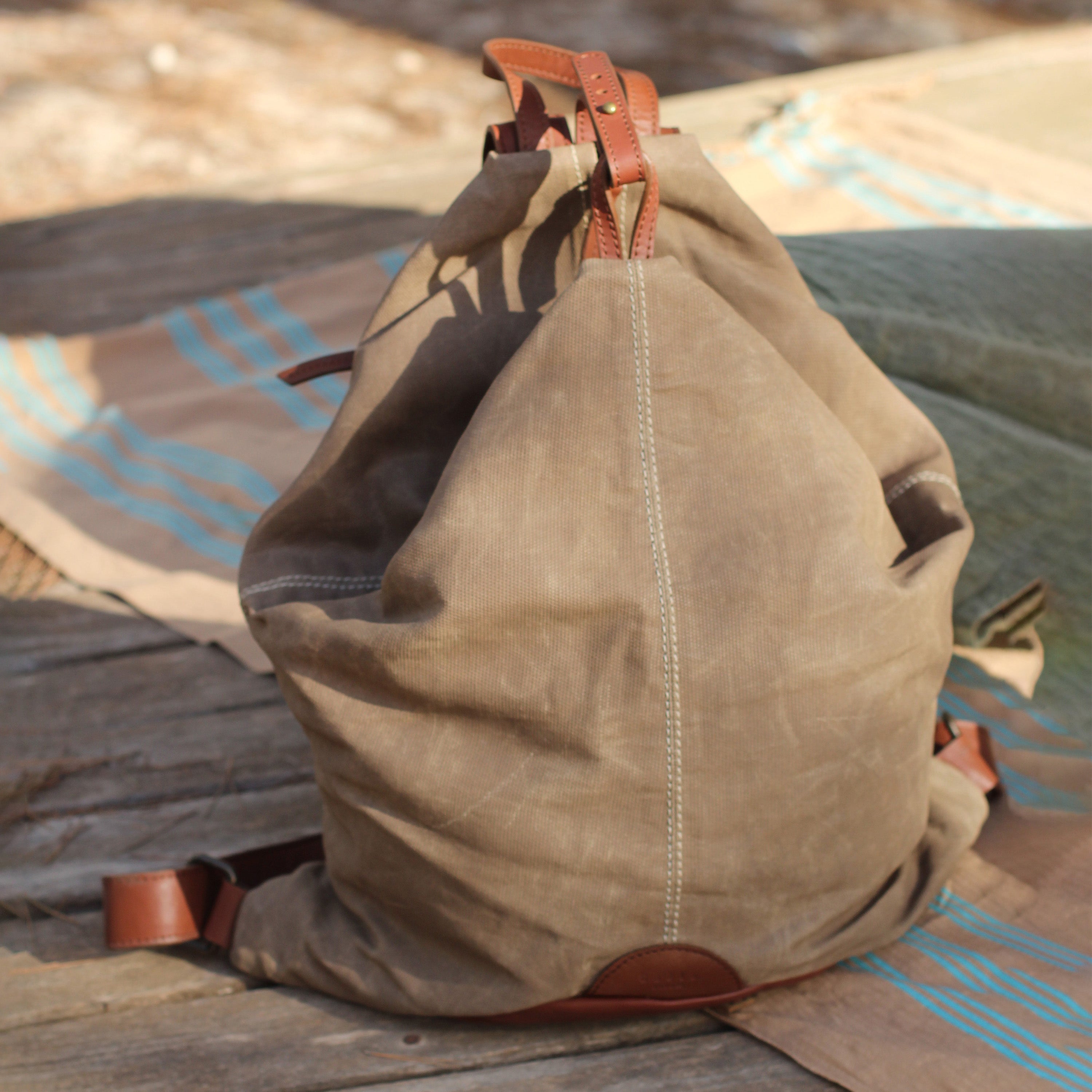 The Backpack (Waxed Cotton) - Sand